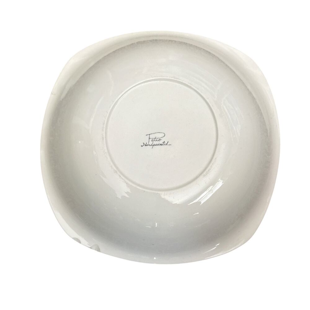 Mid Century Modern Hand Painted Patio Serving Bowl 10.5” - Picture 6 of 10